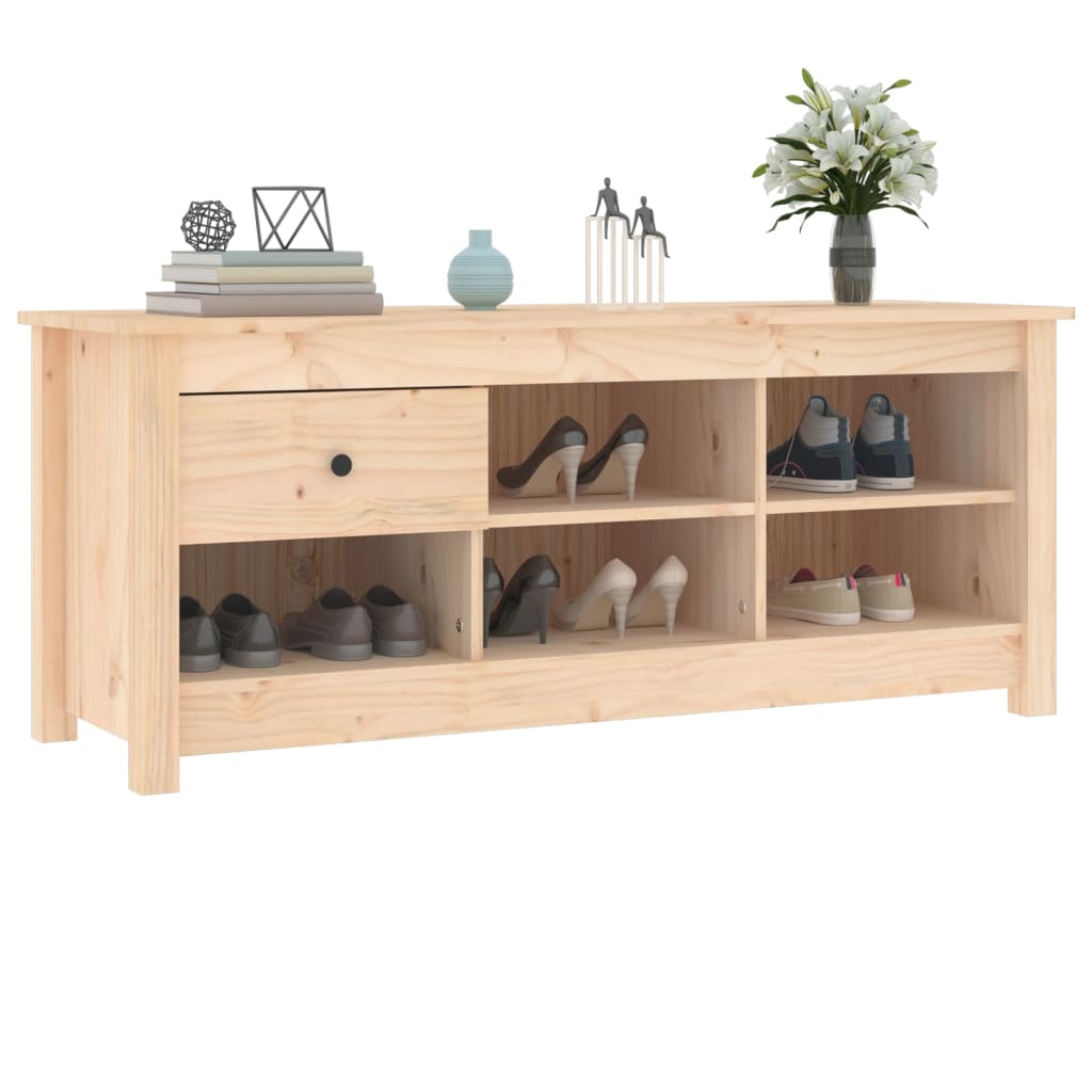 Schuhschrank 110X38X45,5 Cm Massivholz Kiefer Natur