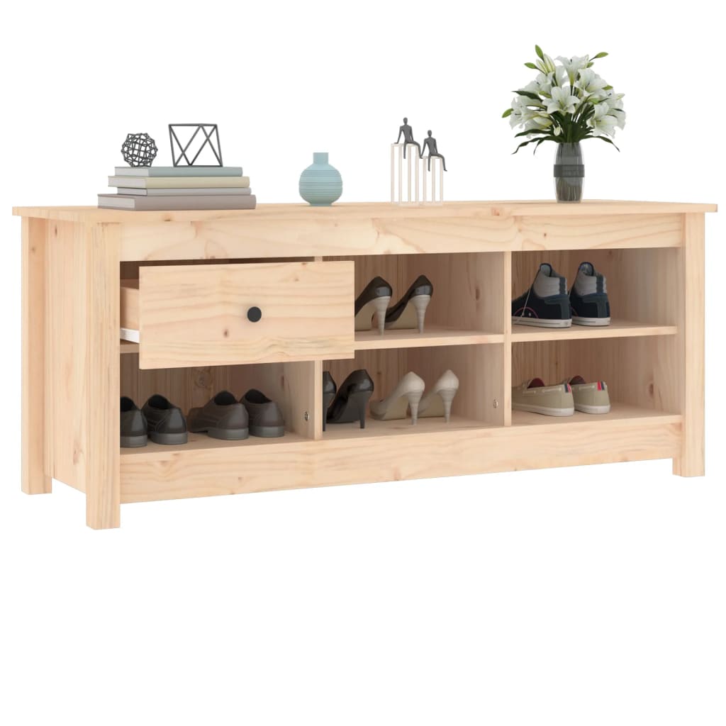 Schuhschrank 110X38X45,5 Cm Massivholz Kiefer Natur