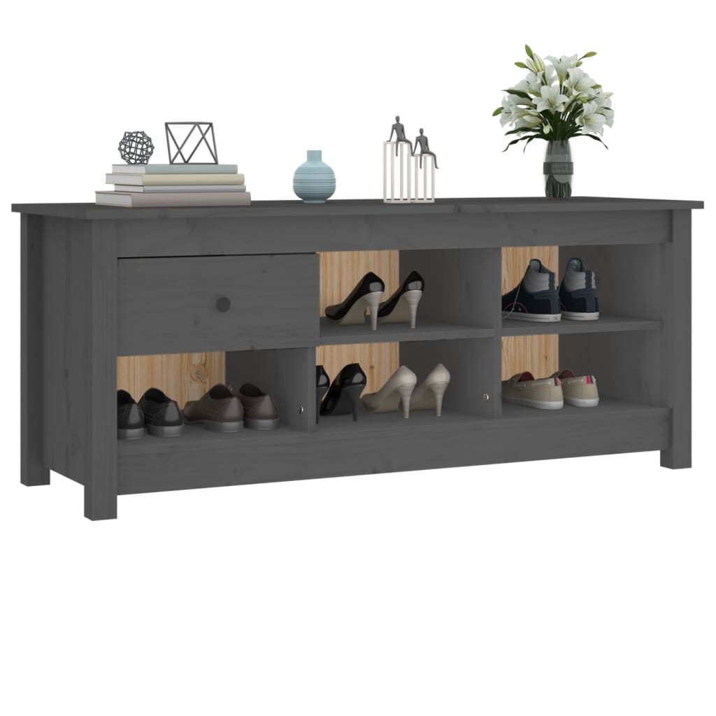 Schuhschrank 110X38X45,5 Cm Massivholz Kiefer Grau