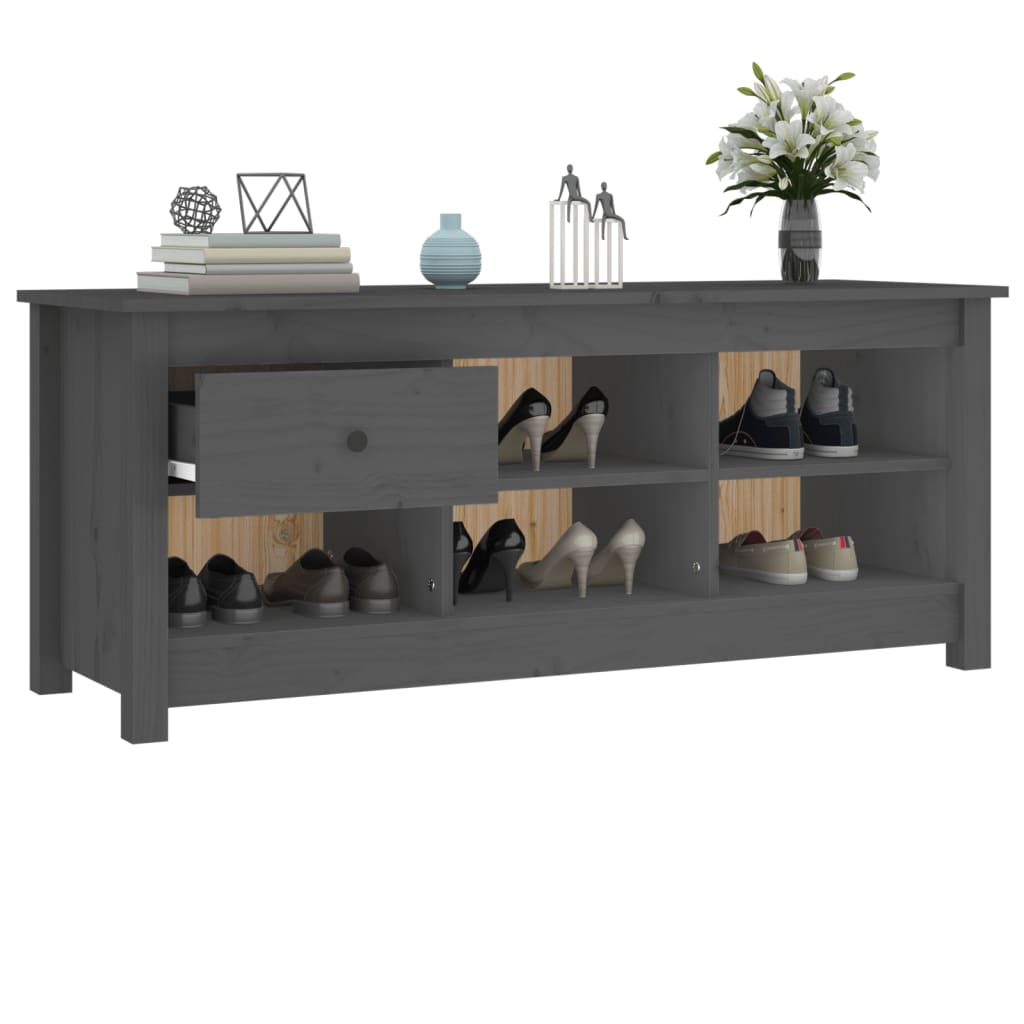 Schuhschrank 110X38X45,5 Cm Massivholz Kiefer Grau