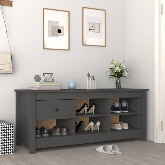 Schuhschrank 110X38X45,5 Cm Massivholz Kiefer Grau