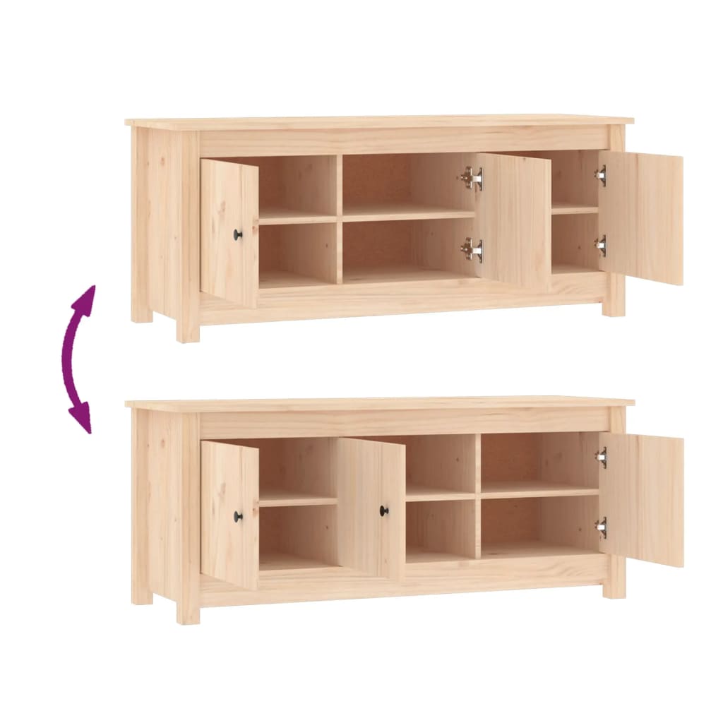 Schuhschrank 110X38X45,5 Cm Massivholz Kiefer Natur