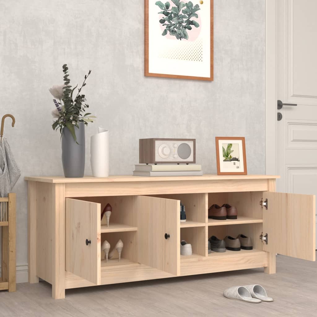 Schuhschrank 110X38X45,5 Cm Massivholz Kiefer Natur