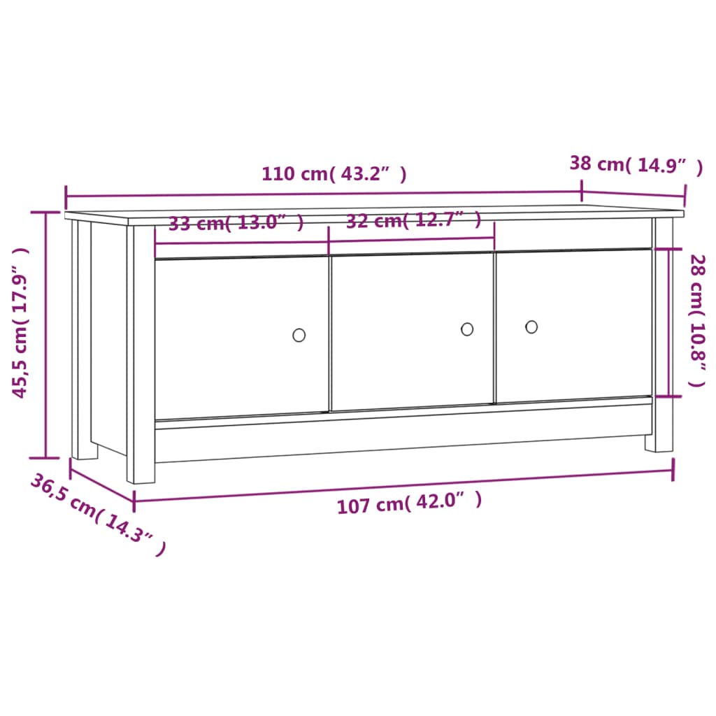 Schuhschrank 110X38X45,5 Cm Massivholz Kiefer Natur