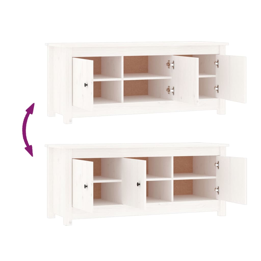 Schuhschrank 110X38X45,5 Cm Massivholz Kiefer Weiß