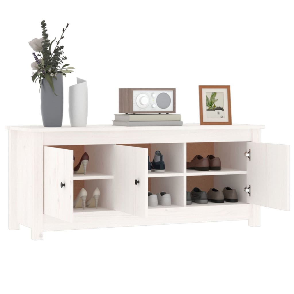 Schuhschrank 110X38X45,5 Cm Massivholz Kiefer Weiß