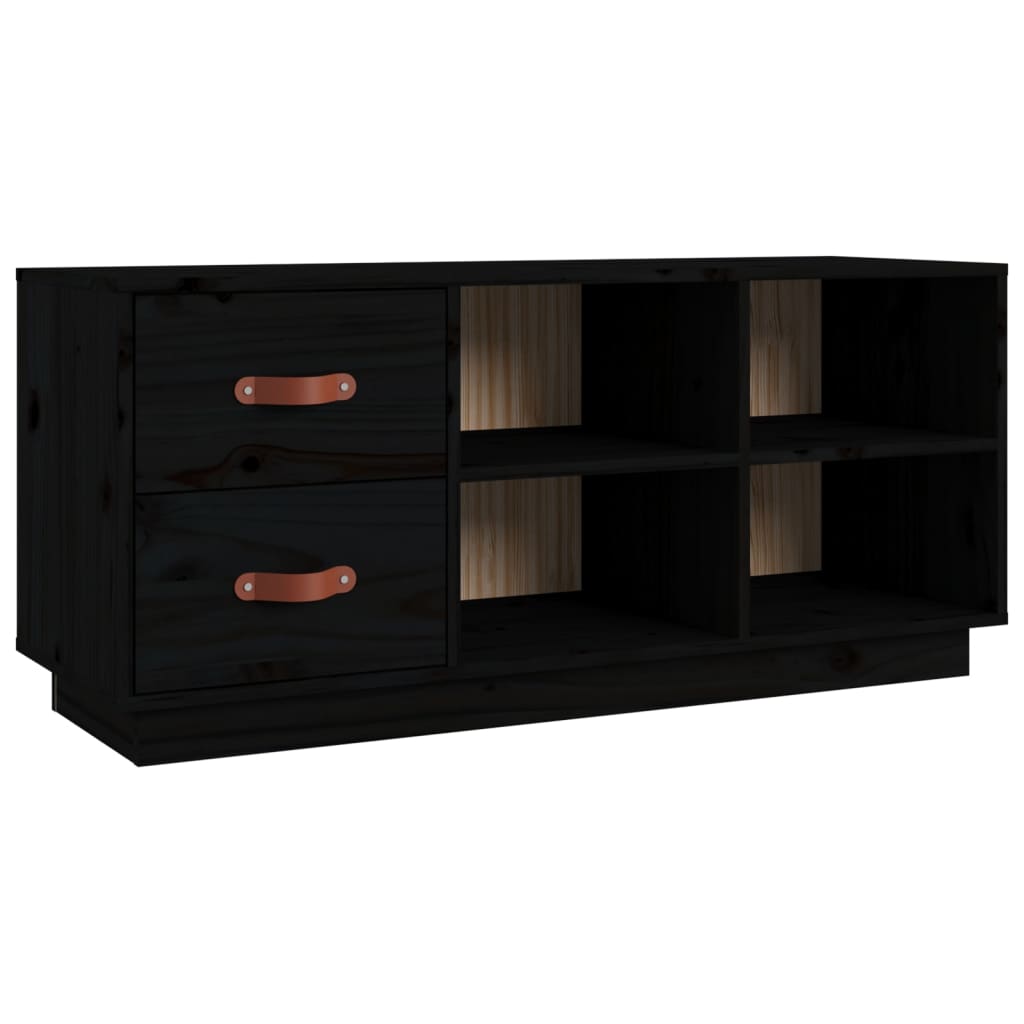 Schuhbank 100X34X45 Cm Massivholz Kiefer Schwarz