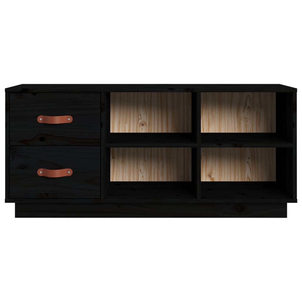 Schuhbank 100X34X45 Cm Massivholz Kiefer Schwarz