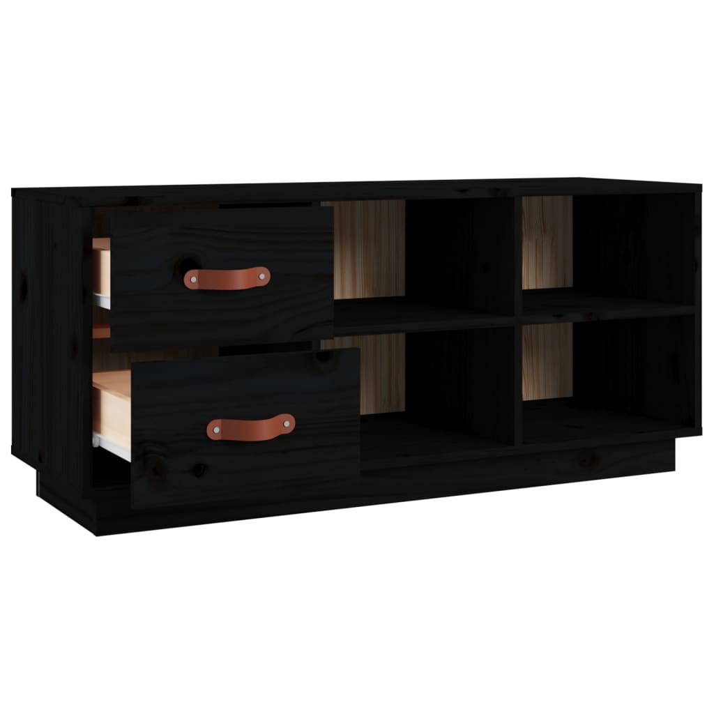 Schuhbank 100X34X45 Cm Massivholz Kiefer Schwarz