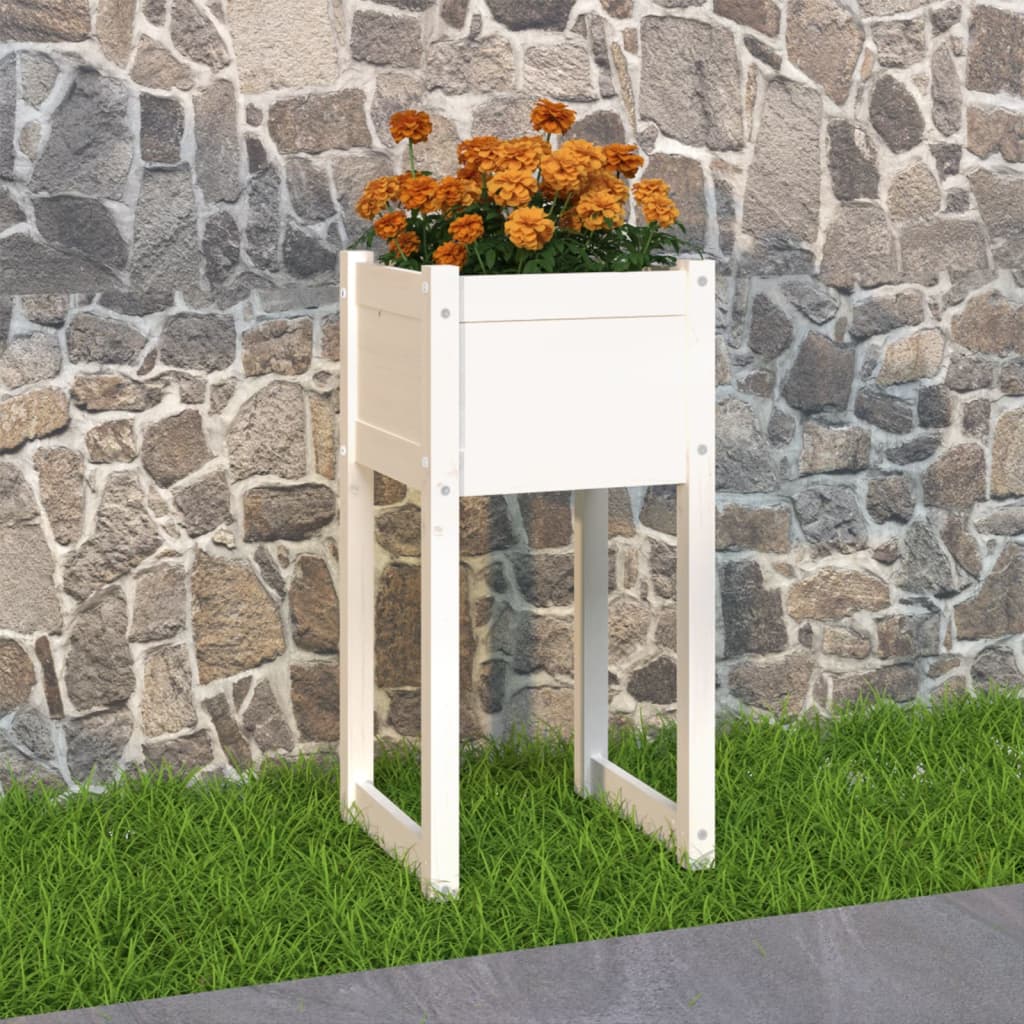 Pflanzkübel 40X40X52,5 Cm Massivholz Kiefer Weiß