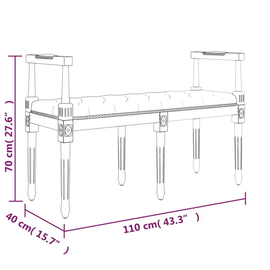 Sitzbank 110X40X70 Cm Samt
