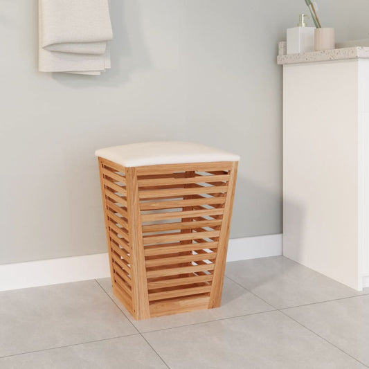 Badhocker 40,5X40,5X56 Cm Massivholz Nussbaum Hochglanz-Weiß