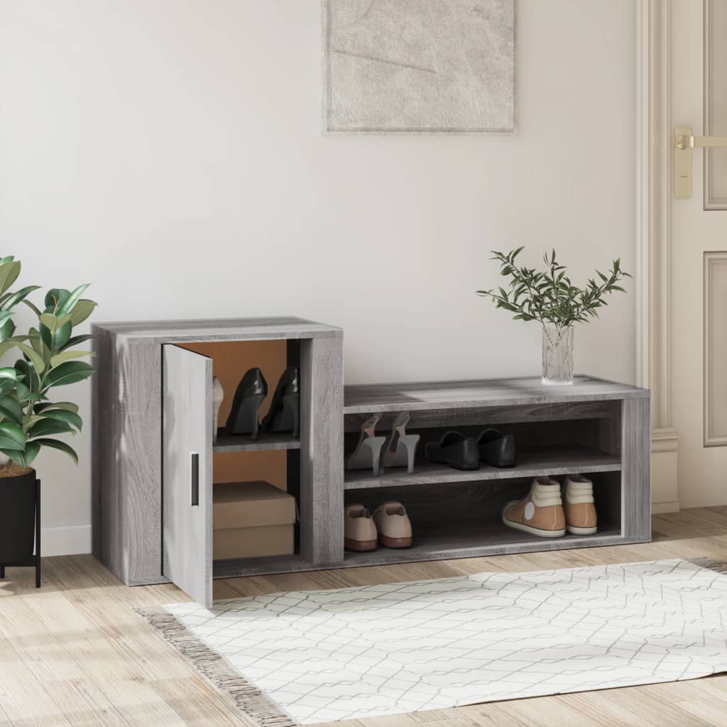 Schuhschrank 130X35X54 Cm Holzwerkstoff Grau Sonoma