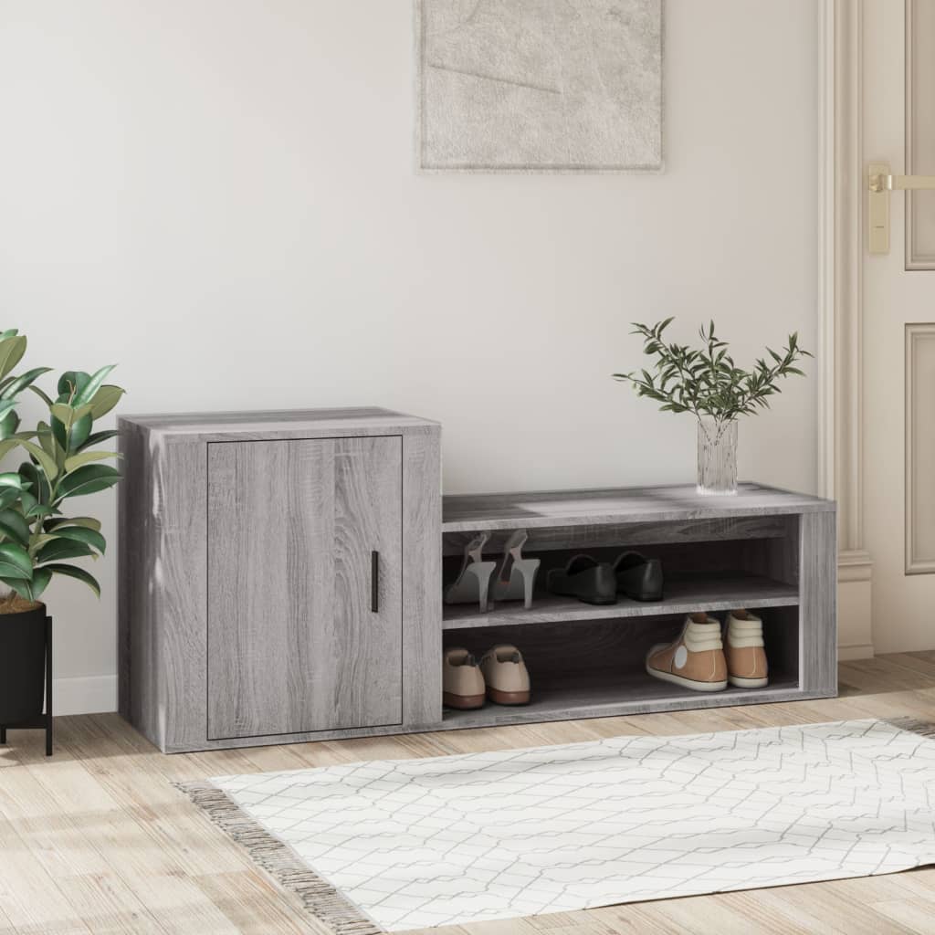 Schuhschrank 130X35X54 Cm Holzwerkstoff Grau Sonoma