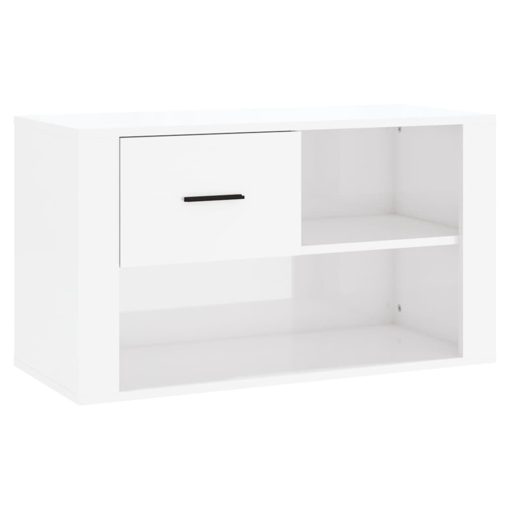 Schuhschrank 80X35X45 Cm Holzwerkstoff Hochglanz-Weiß