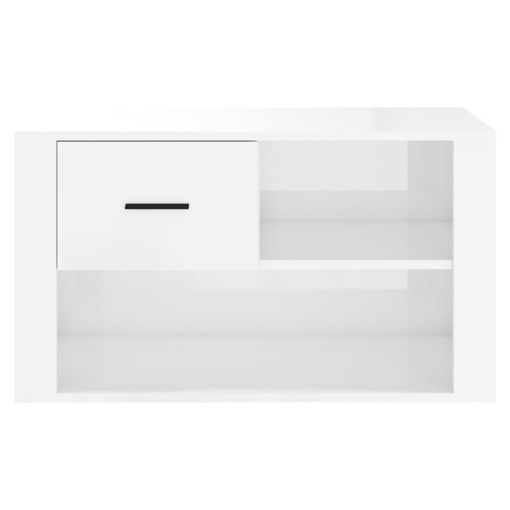 Schuhschrank 80X35X45 Cm Holzwerkstoff Hochglanz-Weiß