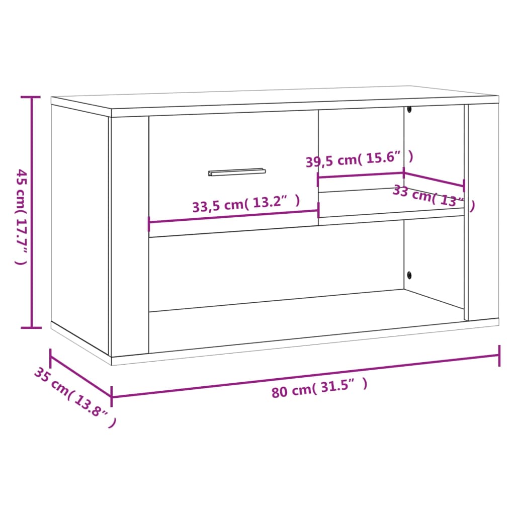 Schuhschrank 80X35X45 Cm Holzwerkstoff Hochglanz-Weiß