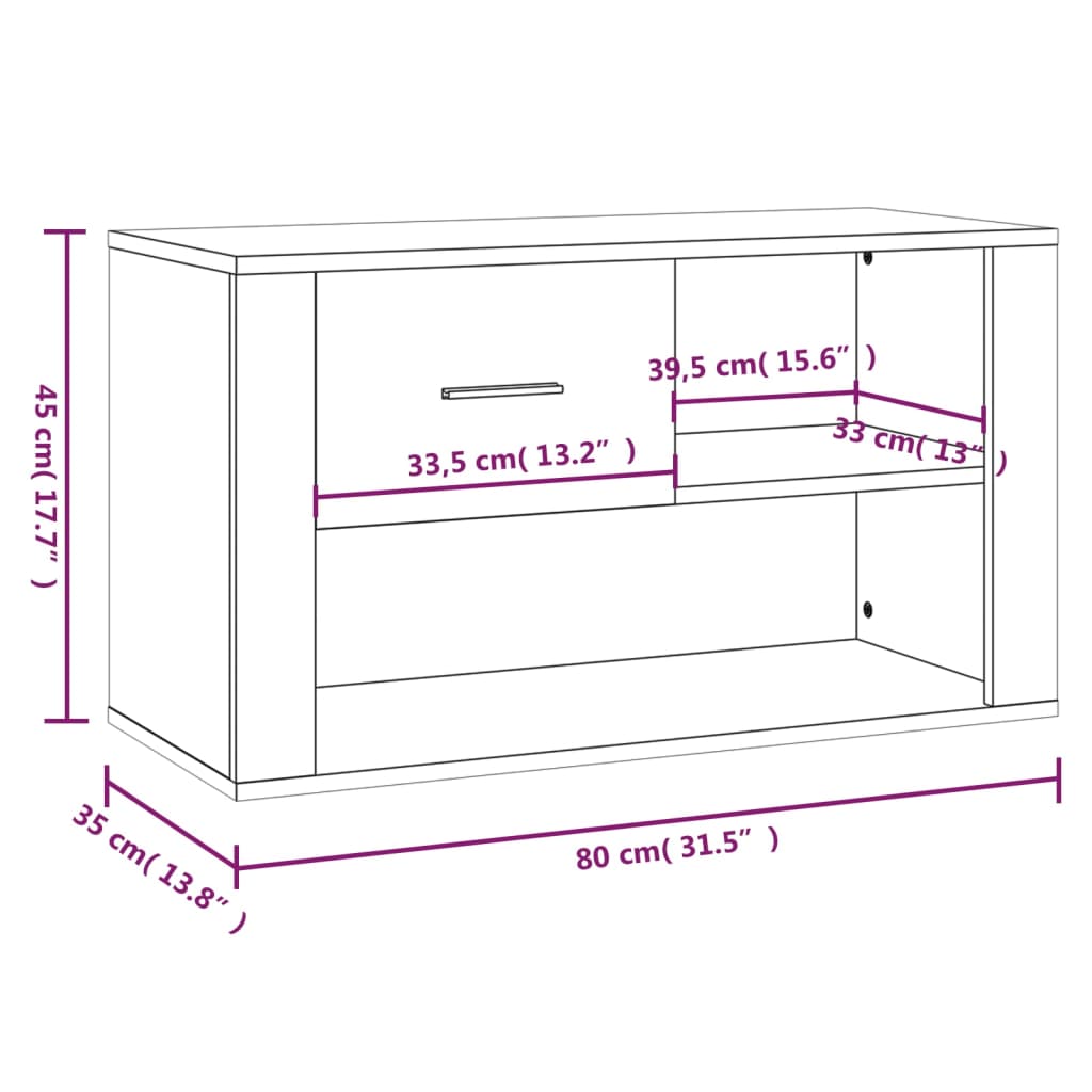 Schuhschrank 80X35X45 Cm Holzwerkstoff Räuchereiche