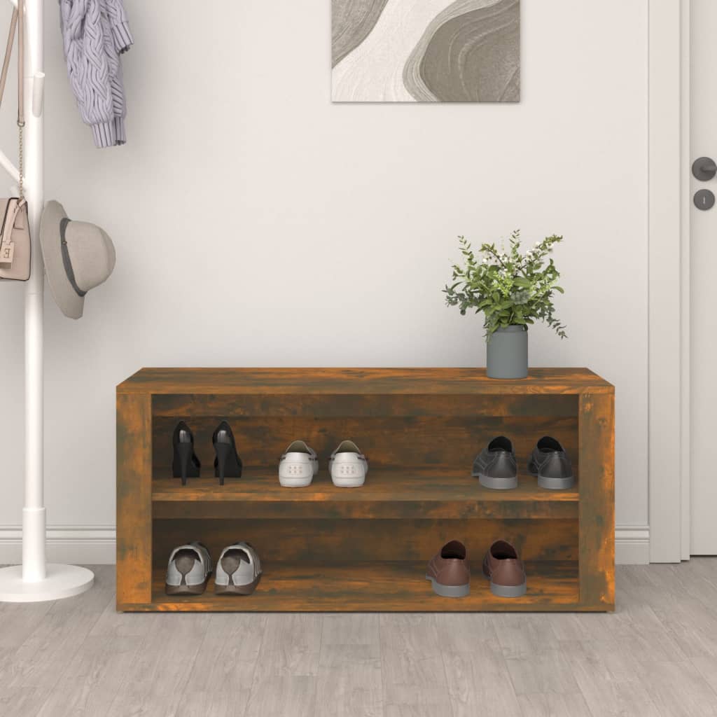 Schuhregal 100X35X45 Cm Holzwerkstoff Räuchereiche