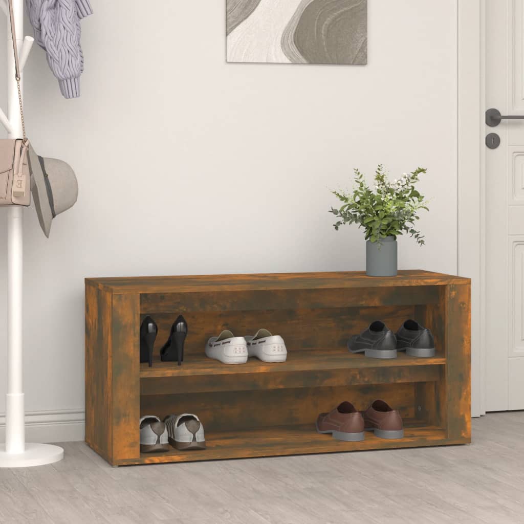 Schuhregal 100X35X45 Cm Holzwerkstoff Räuchereiche