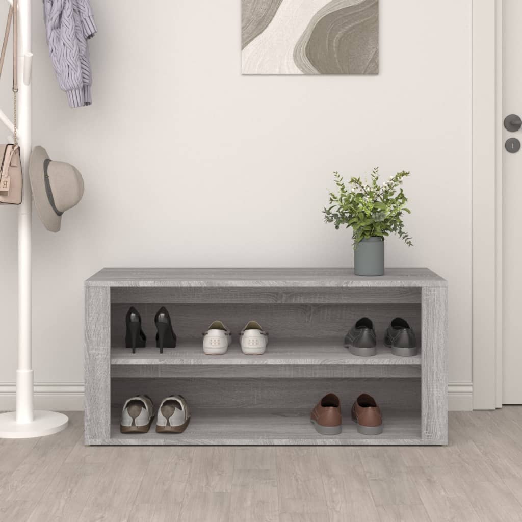 Schuhregal 100X35X45 Cm Holzwerkstoff Grau Sonoma