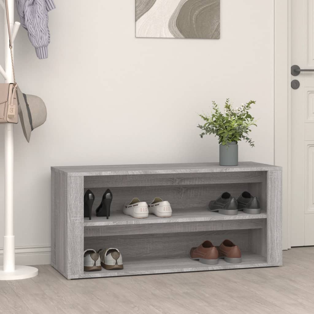 Schuhregal 100X35X45 Cm Holzwerkstoff Grau Sonoma