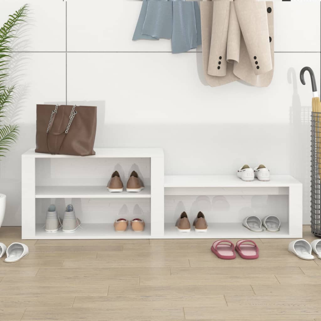 Schuhschrank 150X35X45 Cm Holzwerkstoff Hochglanz-Weiß