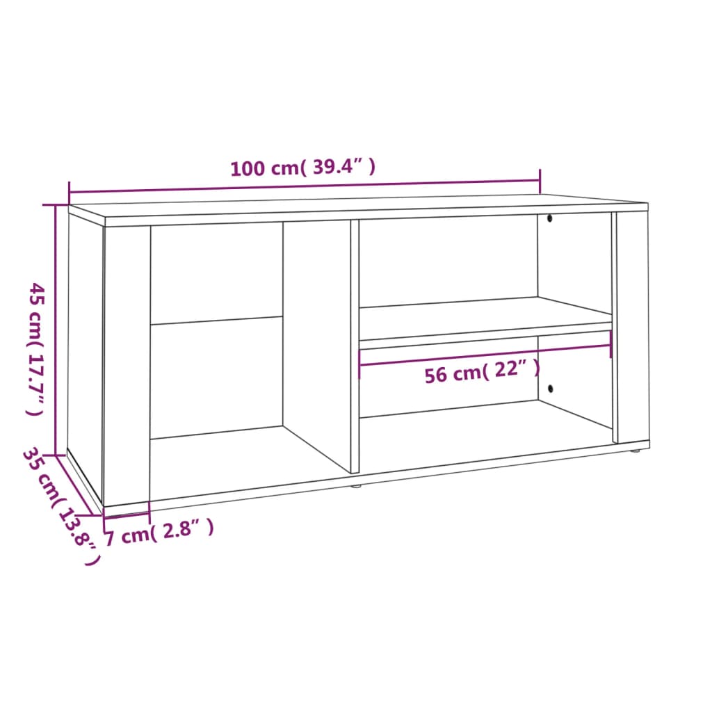 Schuhregal Braun Eichen-Optik 100X35X45 Cm Holzwerkstoff Braune Eiche