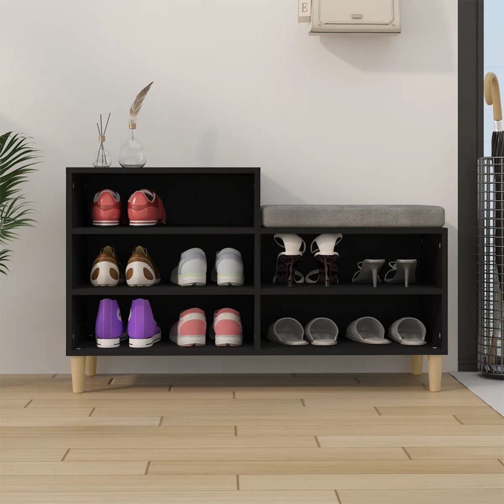 Schuhregal 102X36X60 Cm Holzwerkstoff Schwarz