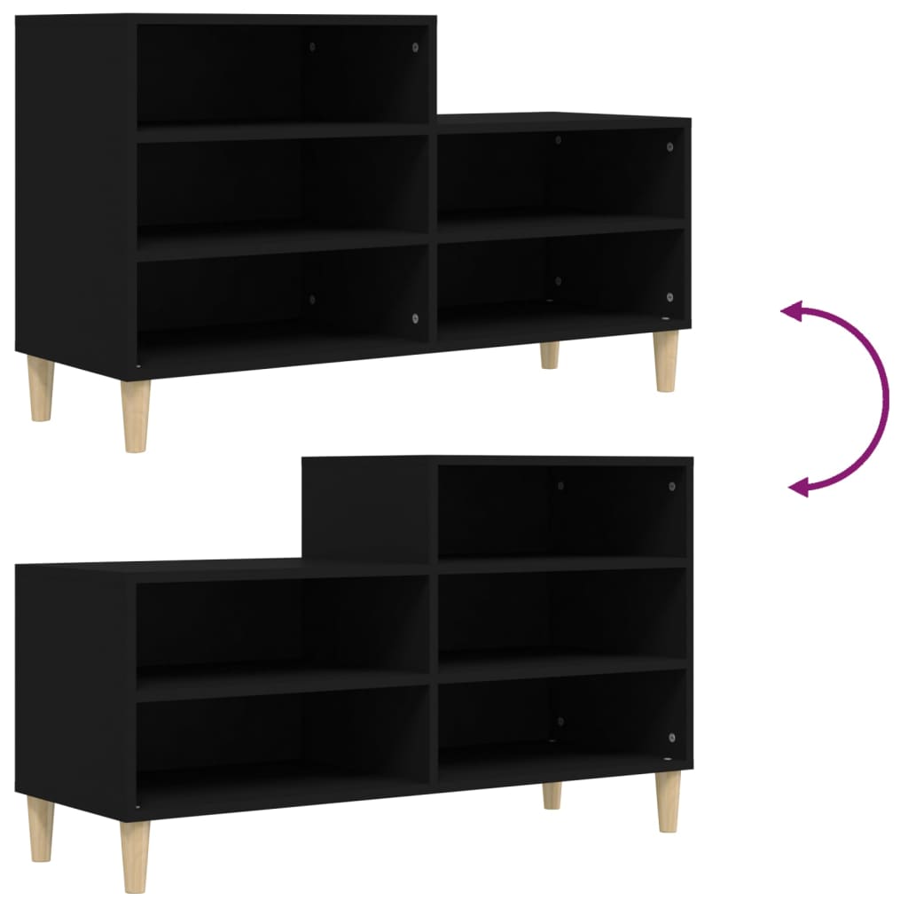 Schuhregal 102X36X60 Cm Holzwerkstoff Schwarz