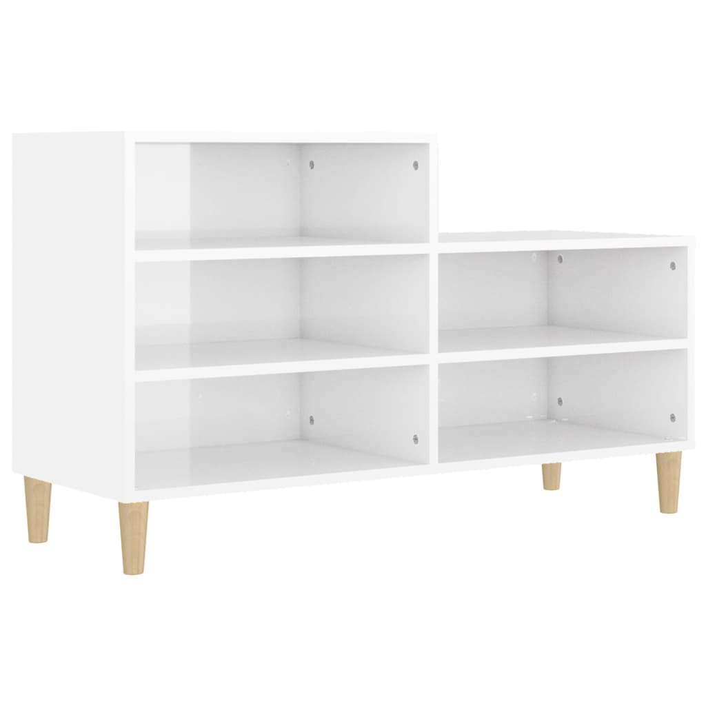Schuhregal 102X36X60 Cm Holzwerkstoff Hochglanz-Weiß
