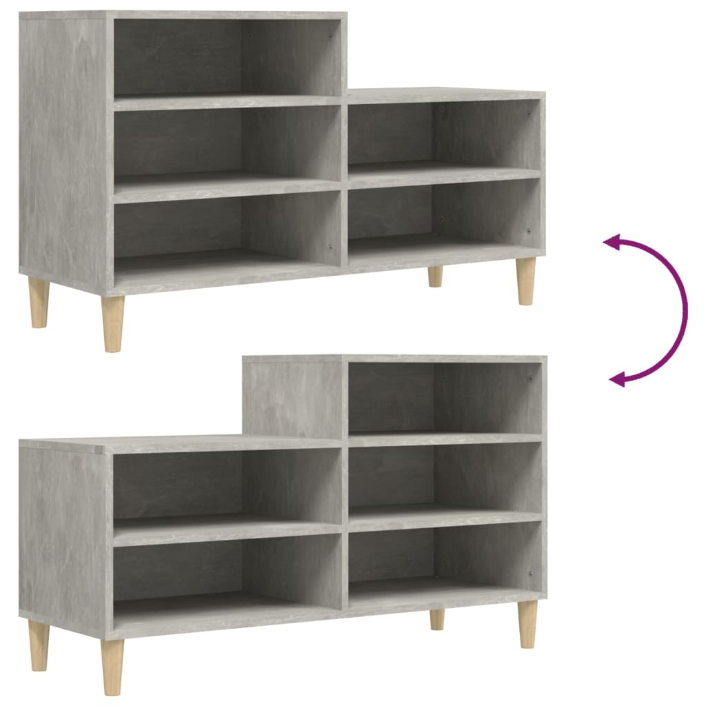 Schuhregal 102X36X60 Cm Holzwerkstoff Betongrau