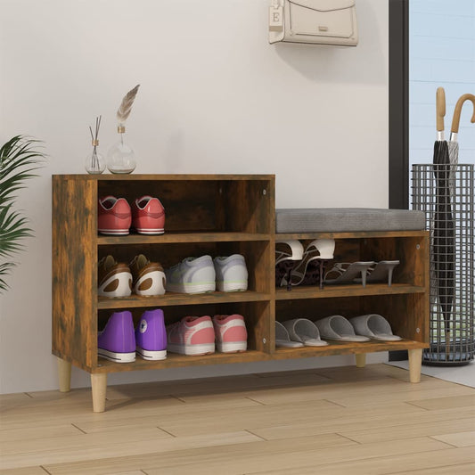 Schuhregal 102X36X60 Cm Holzwerkstoff Räuchereiche