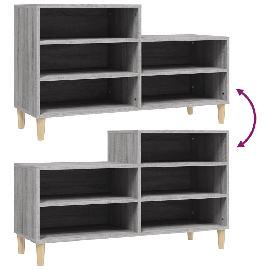 Schuhregal 102X36X60 Cm Holzwerkstoff Grau Sonoma