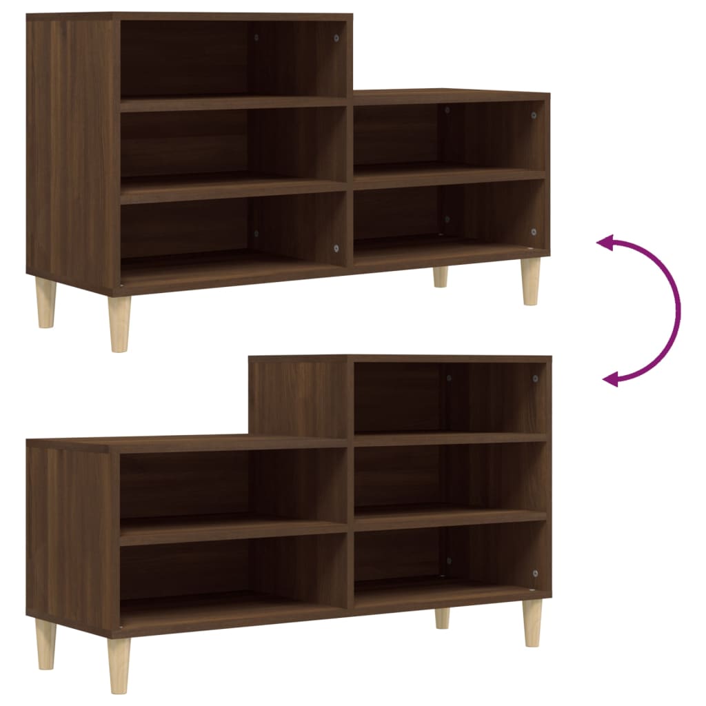 Schuhregal Braun Eichen-Optik 102X36X60 Cm Holzwerkstoff Braune Eiche