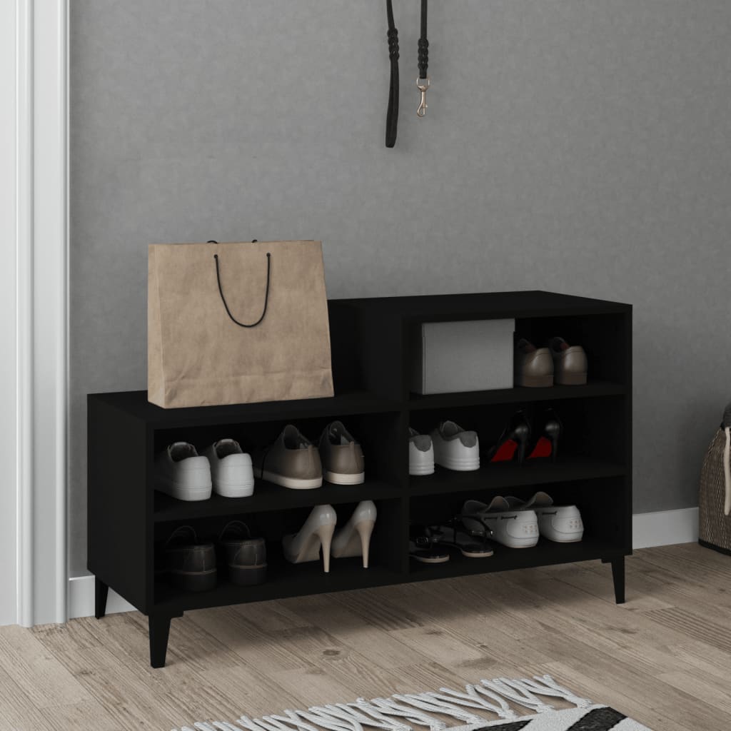 Schuhregal 102X36X60 Cm Holzwerkstoff Schwarz