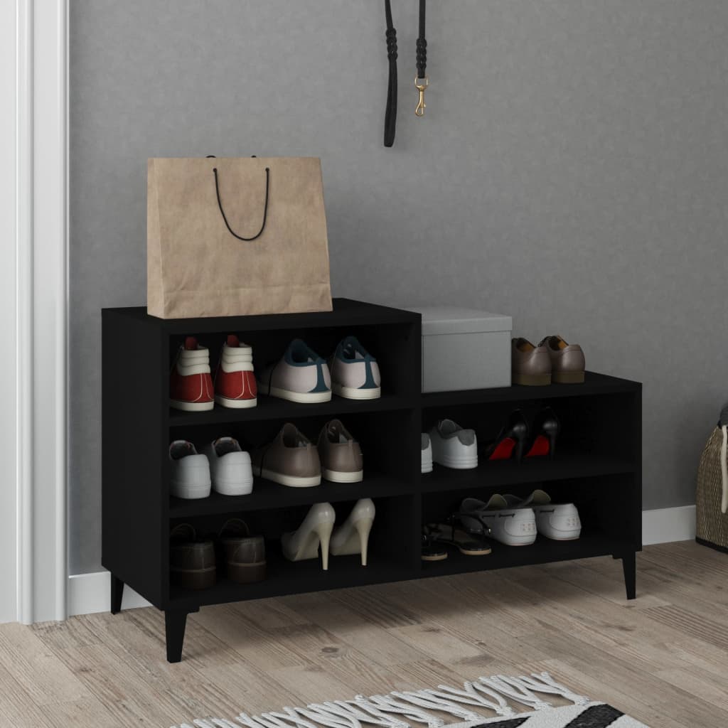 Schuhregal 102X36X60 Cm Holzwerkstoff Schwarz