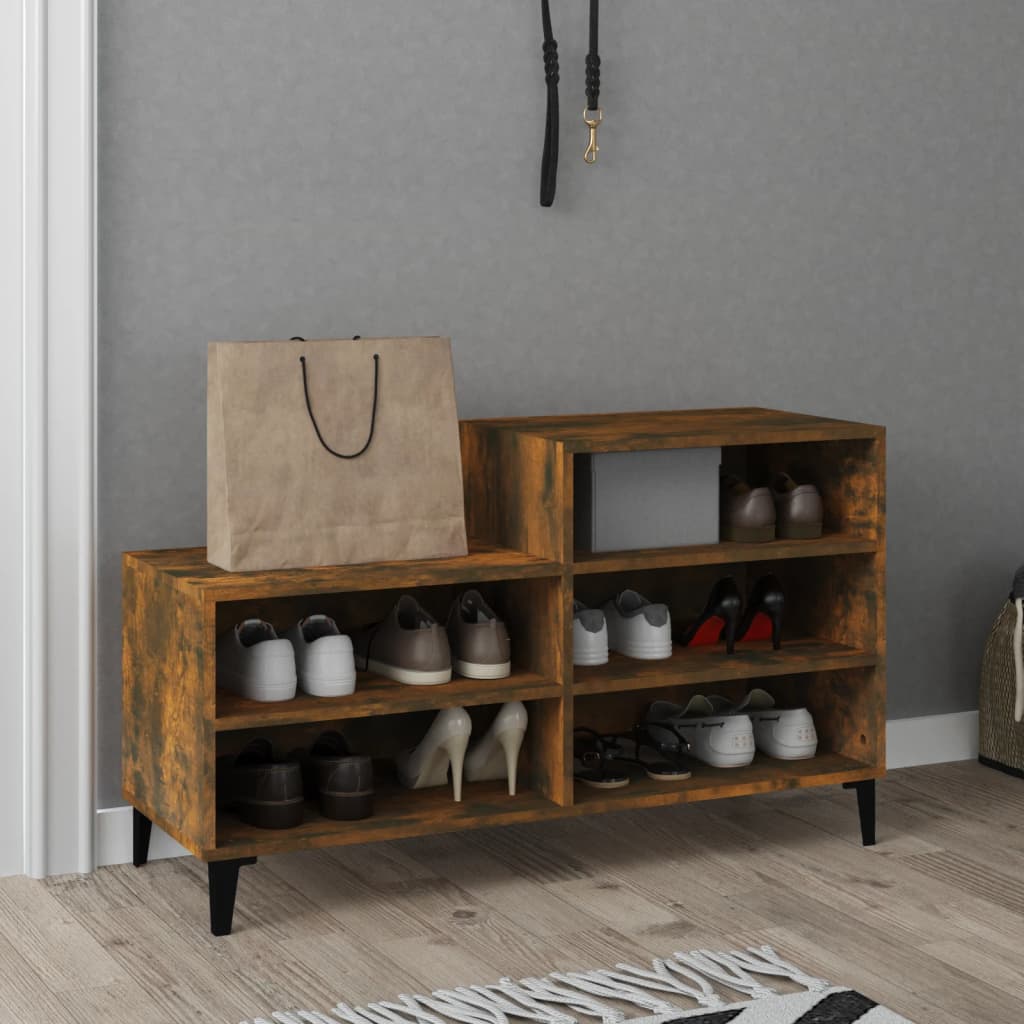 Schuhregal 102X36X60 Cm Holzwerkstoff Räuchereiche