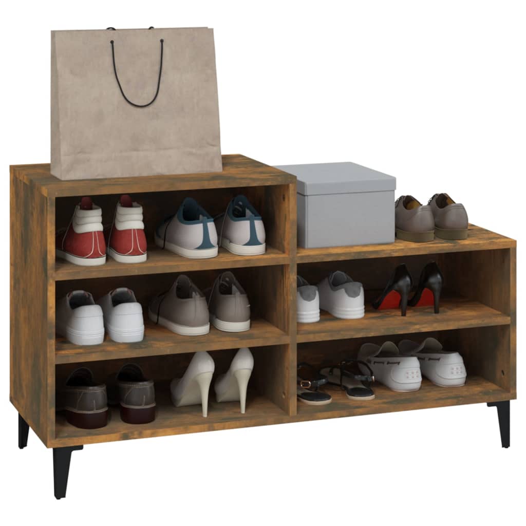 Schuhregal 102X36X60 Cm Holzwerkstoff Räuchereiche