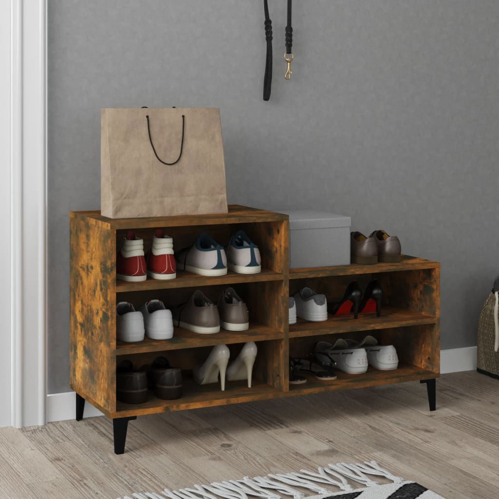 Schuhregal 102X36X60 Cm Holzwerkstoff Räuchereiche