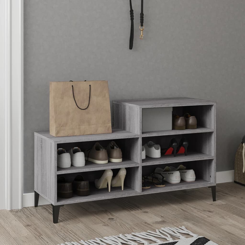 Schuhregal 102X36X60 Cm Holzwerkstoff Grau Sonoma