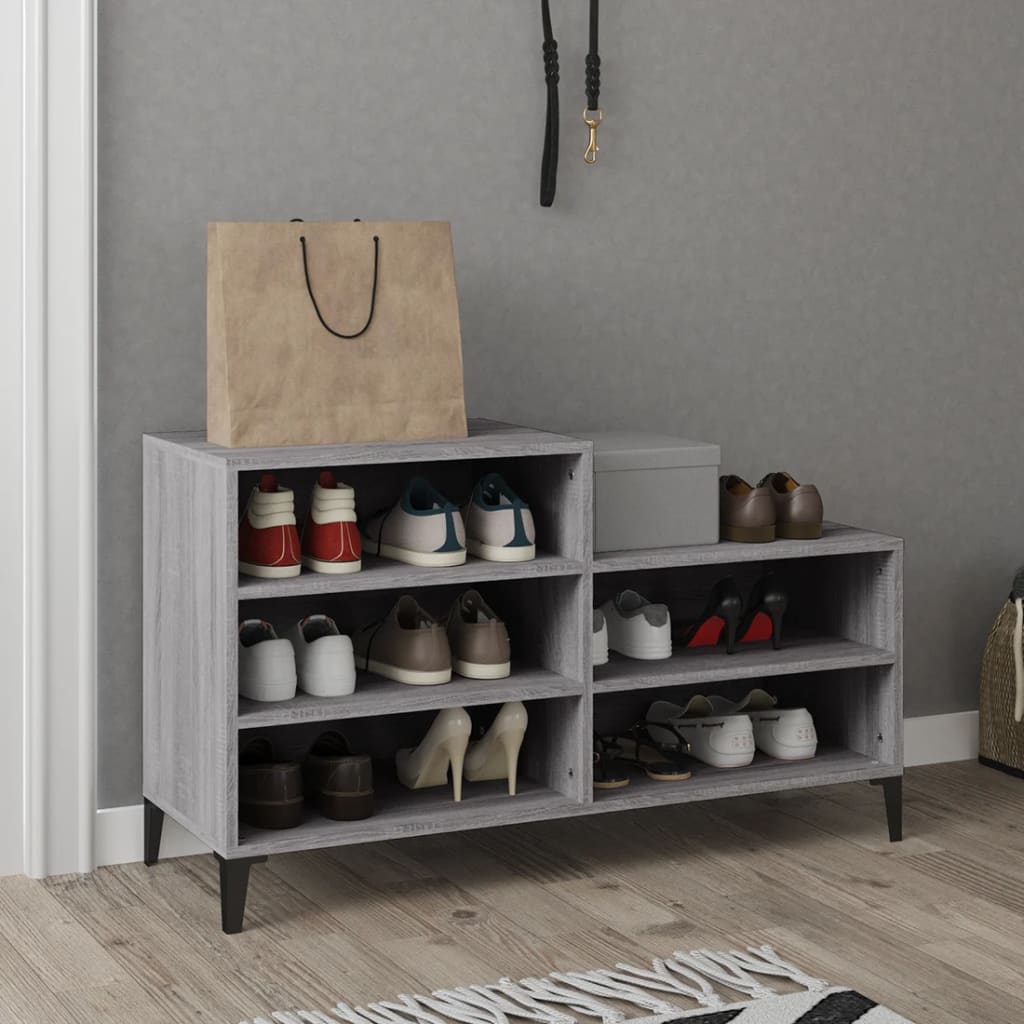 Schuhregal 102X36X60 Cm Holzwerkstoff Grau Sonoma