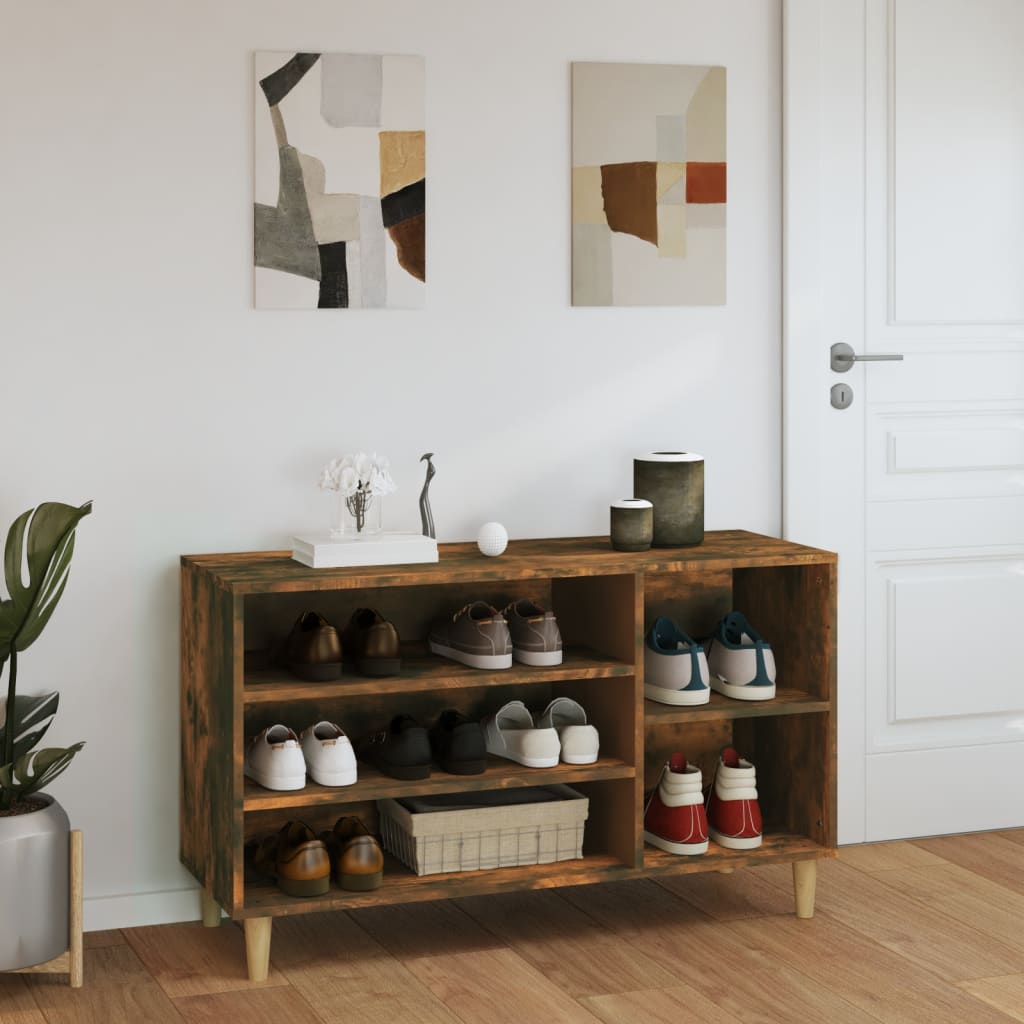 Schuhregal 102X36X60 Cm Holzwerkstoff Räuchereiche