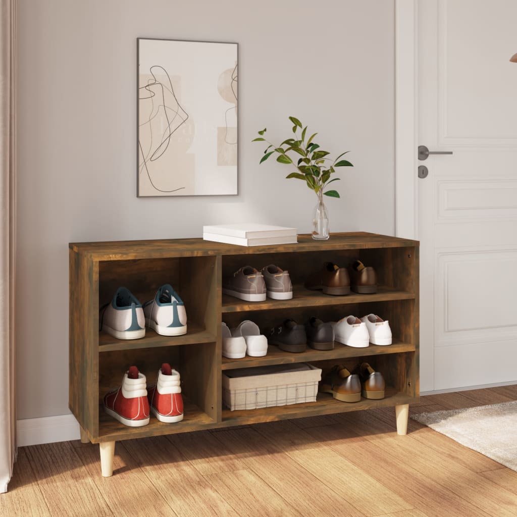 Schuhregal 102X36X60 Cm Holzwerkstoff Räuchereiche