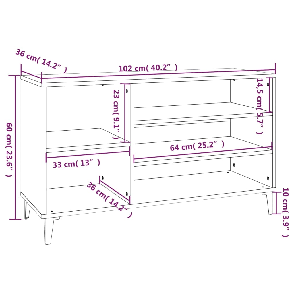 Schuhregal 102X36X60 Cm Holzwerkstoff Weiß
