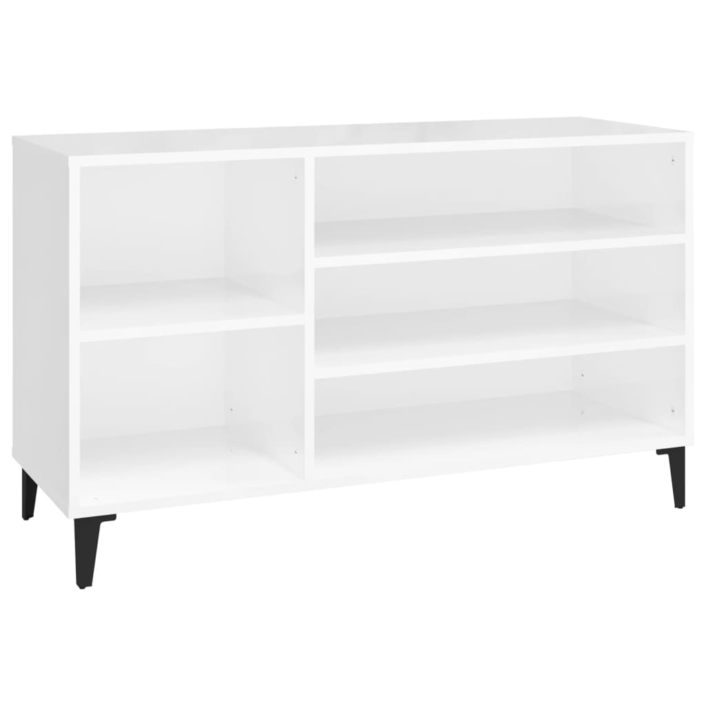 Schuhregal 102X36X60 Cm Holzwerkstoff Hochglanz-Weiß
