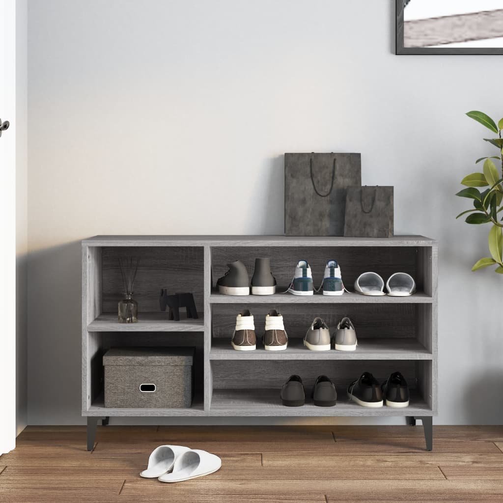 Schuhregal 102X36X60 Cm Holzwerkstoff Grau Sonoma