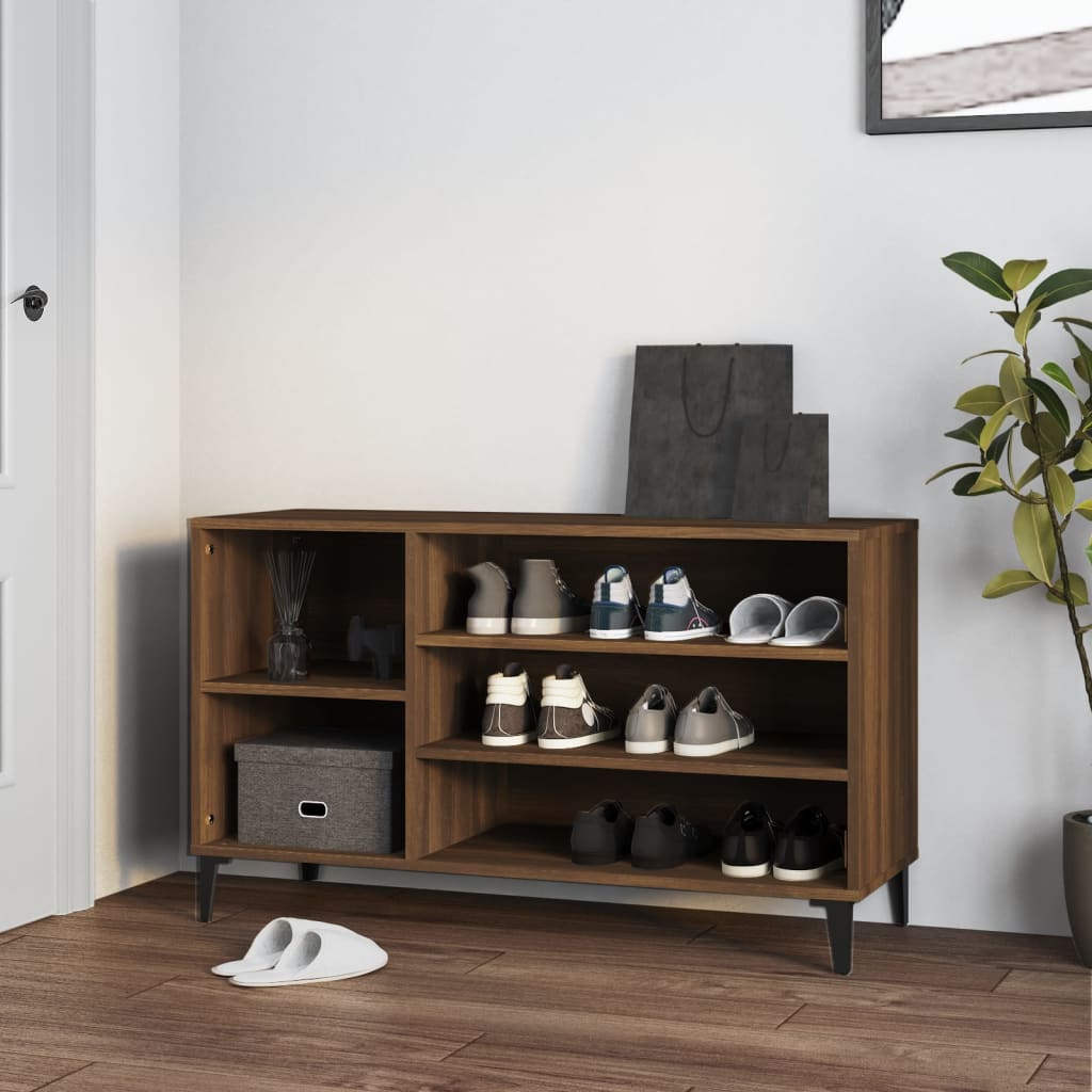 Schuhregal Braun Eichen-Optik 102X36X60 Cm Holzwerkstoff Braune Eiche