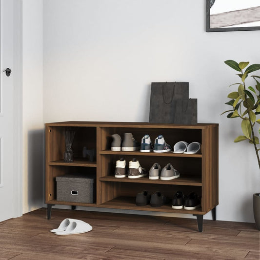 Schuhregal Braun Eichen-Optik 102X36X60 Cm Holzwerkstoff Braune Eiche