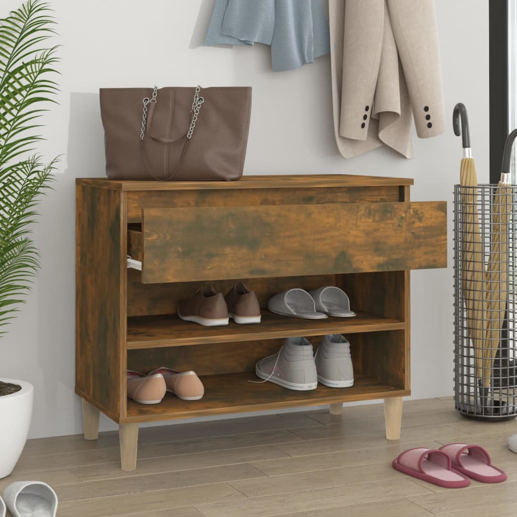 Schuhregal 70X36X60 Cm Holzwerkstoff Räuchereiche